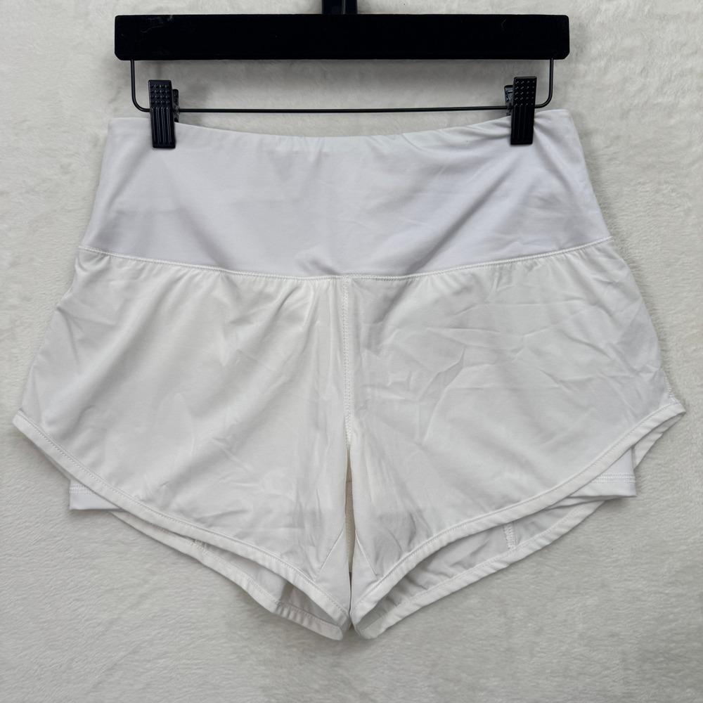 Fila Running Shorts Womens Medium White Double Layer Zipper‎ Athletic Sport